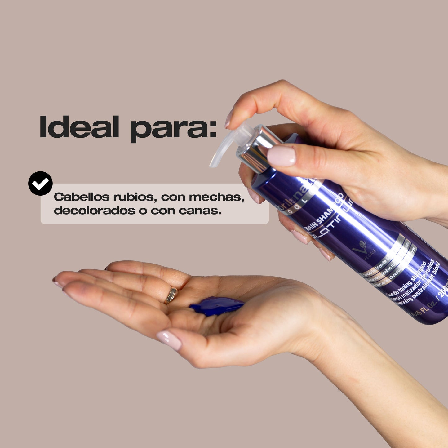 Champú Platinum, matizador para cabello rubio y canas. Anti-amarillos