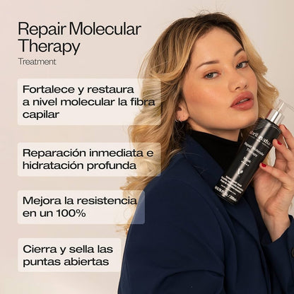 Mascarilla reparadora Molecular Therapy nutre y recupera la fibra capilar.