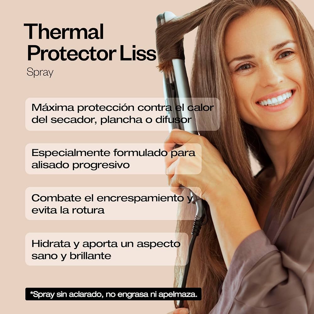 Protector térmico anti-encrespamiento Keratin-Plex Liss. Alisado progresivo