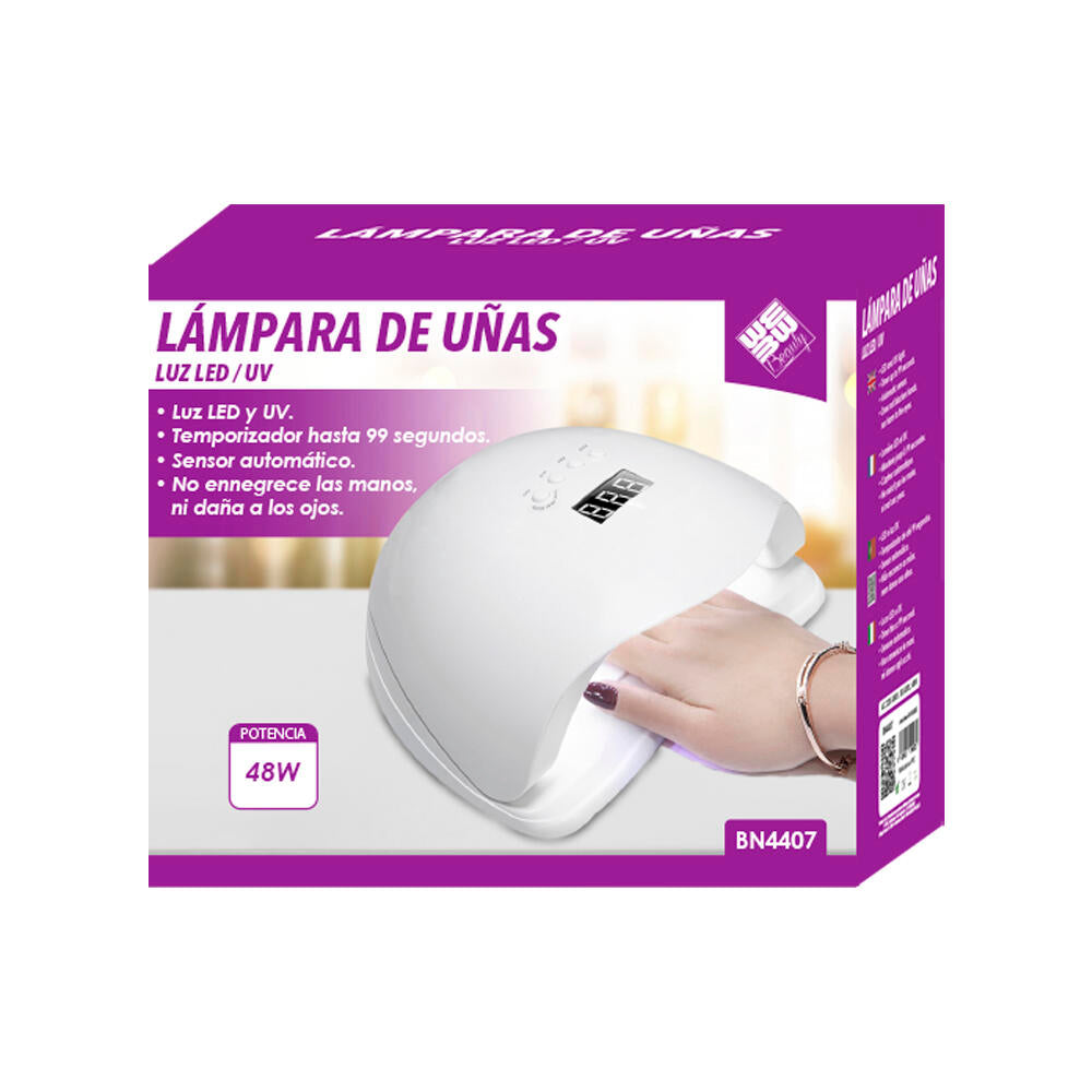 Lampara de Uñas 36 LED UV Secado Rápido con Sensor Inteligente 48W