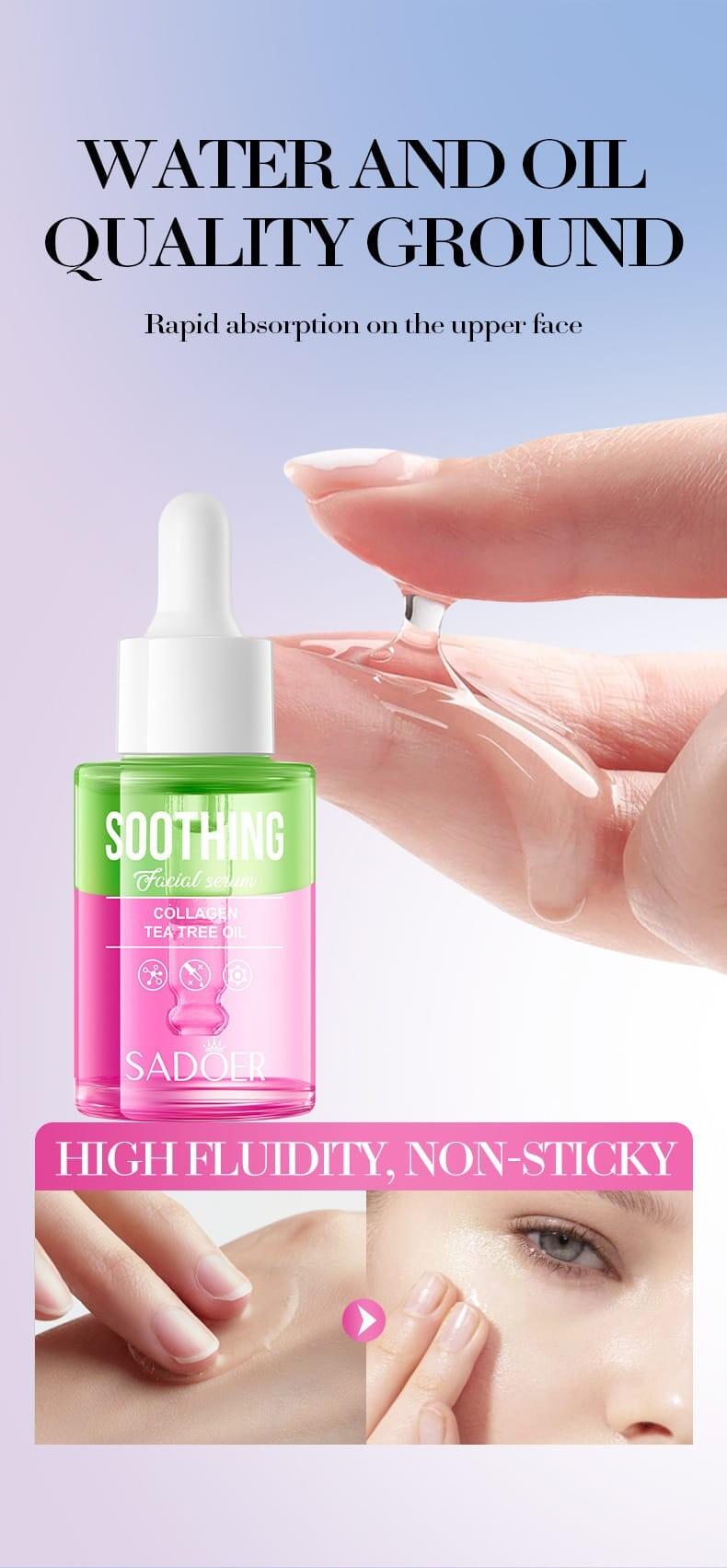 Sérum Facial 2 en 1 con Aceite de Árbol de Té + Colágeno 30ml – Purificación Profunda